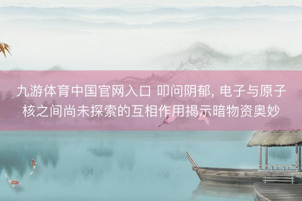 九游体育中国官网入口 叩问阴郁， 电子与原子核之间尚未探索的互相作用揭示暗物资奥妙
