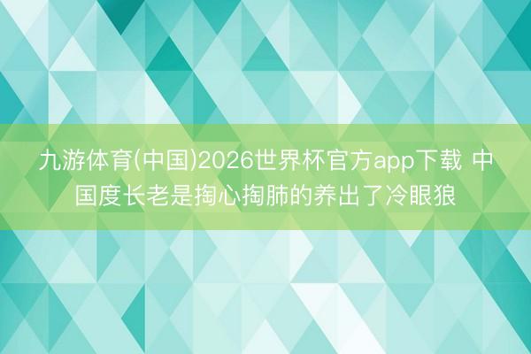 九游体育(中国)2026世界杯官方app下载 中国度长老是掏心掏肺的养出了冷眼狼