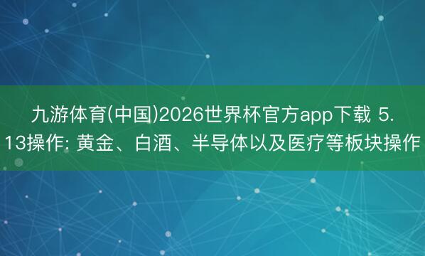 九游体育(中国)2026世界杯官方app下载 5.13操作: 黄金、白酒、半导体以及医疗等板块操作