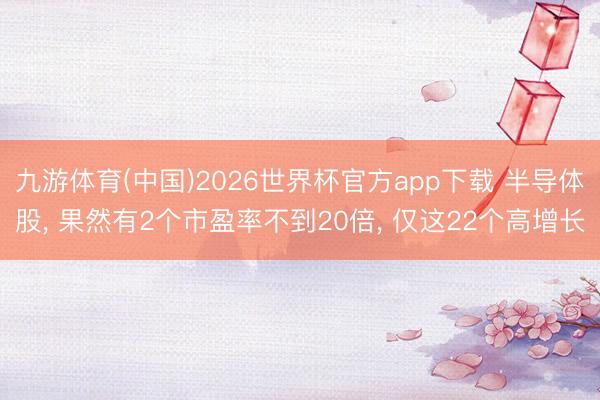 九游体育(中国)2026世界杯官方app下载 半导体股， 果然有2个市盈率不到20倍， 仅这22个高增长