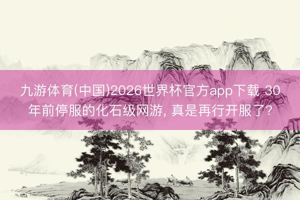 九游体育(中国)2026世界杯官方app下载 30年前停服的化石级网游， 真是再行开服了?