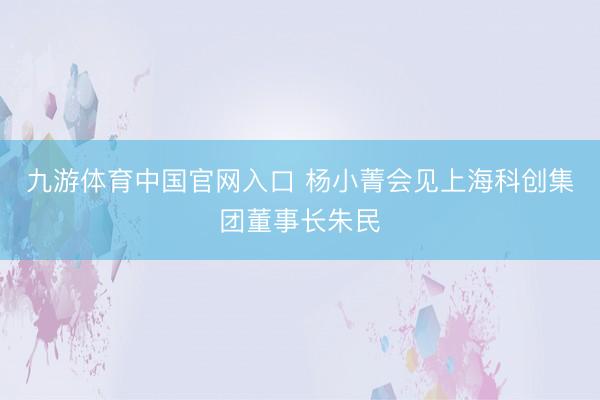 九游体育中国官网入口 杨小菁会见上海科创集团董事长朱民